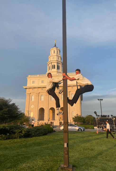LDS youth group visiting church history sites during Legends Road Rally tour